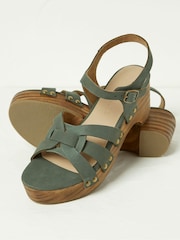 FatFace Leoni Green Mid Heel Clogs - Image 2 of 3