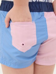 FatFace Pink Colourblock Swim Shorts - Image 3 of 4