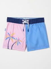 FatFace Pink Colourblock Swim Shorts - Image 4 of 4