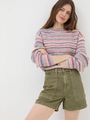 FatFace Cali Green Denim Carpenter Shorts - Image 1 of 4