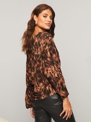 Lipsy Animal Print Asymmetic Bardot Neck Slinky Top - Image 2 of 4