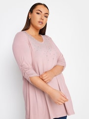 Yours Curve Pink Star Embellished Swing Top - Image 1 of 4