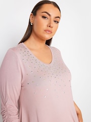 Yours Curve Pink Star Embellished Swing Top - Image 4 of 4