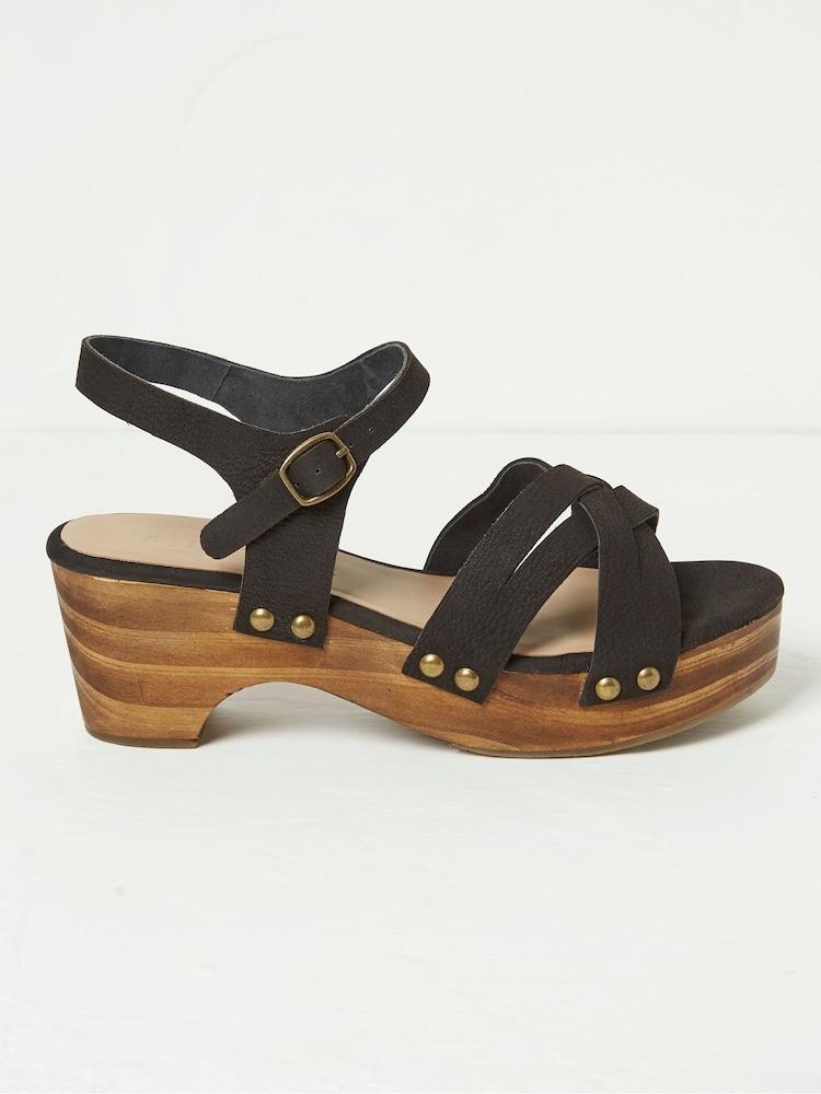 FatFace Leoni Black Mid Heel Clogs - Image 1 of 3 FatFace Leoni Black Mid Heel Clogs - Image 1 of 3