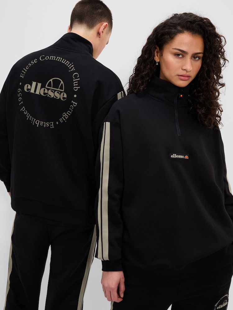Ellesse Zaragoza 1/2 Zip Track Black Sweat Top - Image 1 of 5