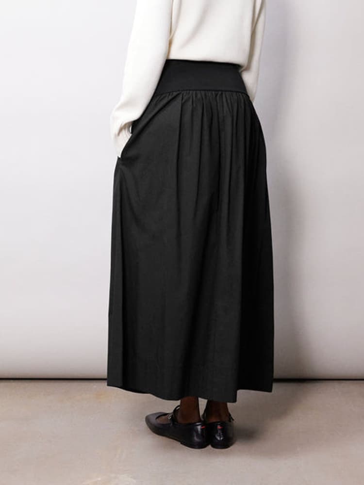 Albaray 100% Cotton Woven Mix Full Black Skirt - Image 2 of 4