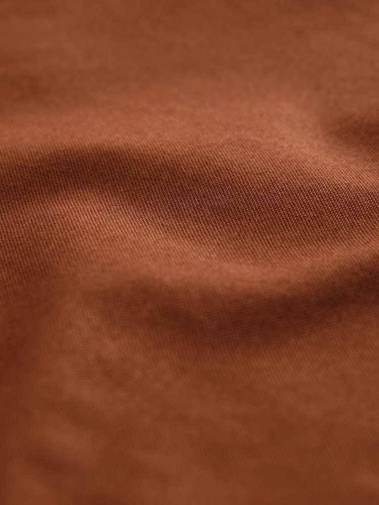 Tan Brown Slim Fit Long Sleeve Oxford 100% Cotton Shirt - Image 9 of 9