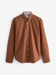 Marron fauve - Ajustement régulier - Chemise Oxford à manches longues - Image 7 of 9