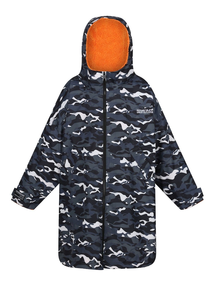 Regatta Black Grey Junior Waterproof Fleece Lined Changing Robe - Image 6 of 8