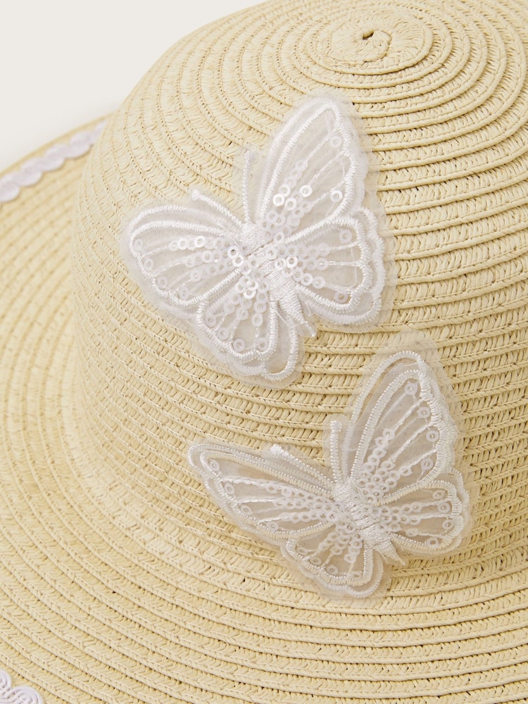Monsoon Natural Baby Butterfly Floppy Hat - Image 2 of 2 Monsoon Natural Baby Butterfly Floppy Hat - Image 2 of 2