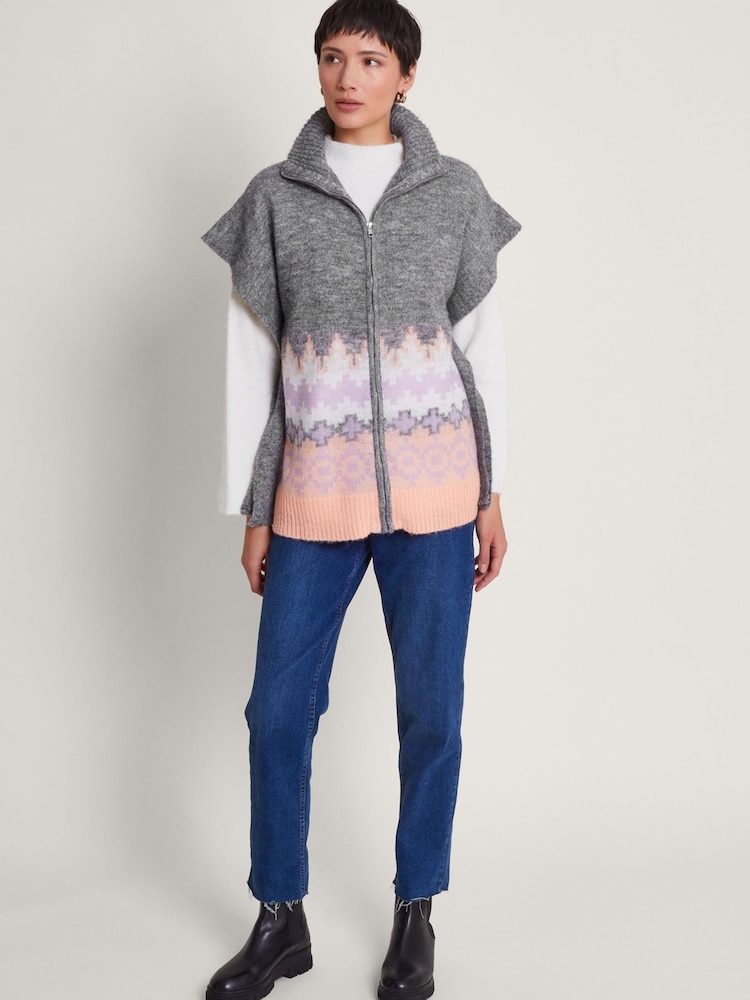 Monsoon Zia Fair Isle Poncho - Image 3 of 5