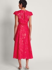 Monsoon Red Josie Jacquard Tea Dress - Image 2 of 5