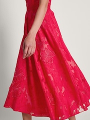 Monsoon Red Josie Jacquard Tea Dress - Image 4 of 5