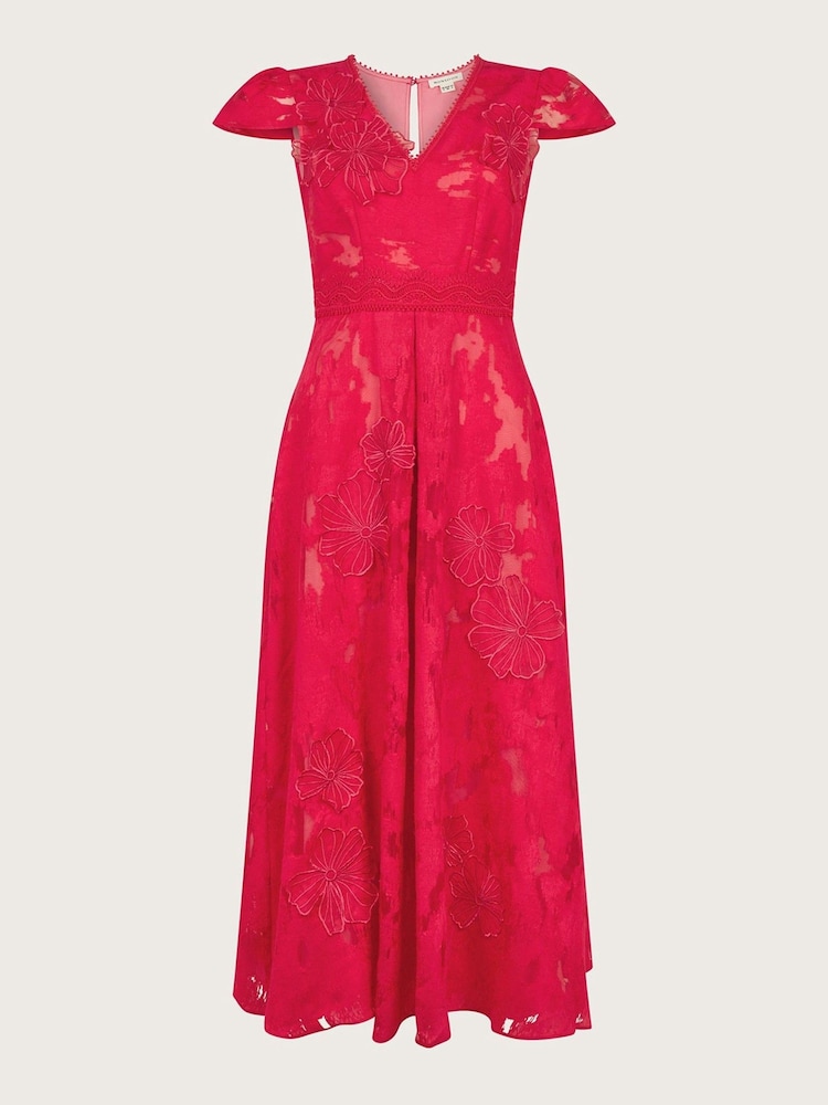 Monsoon Red Josie Jacquard Tea Dress - Image 5 of 5