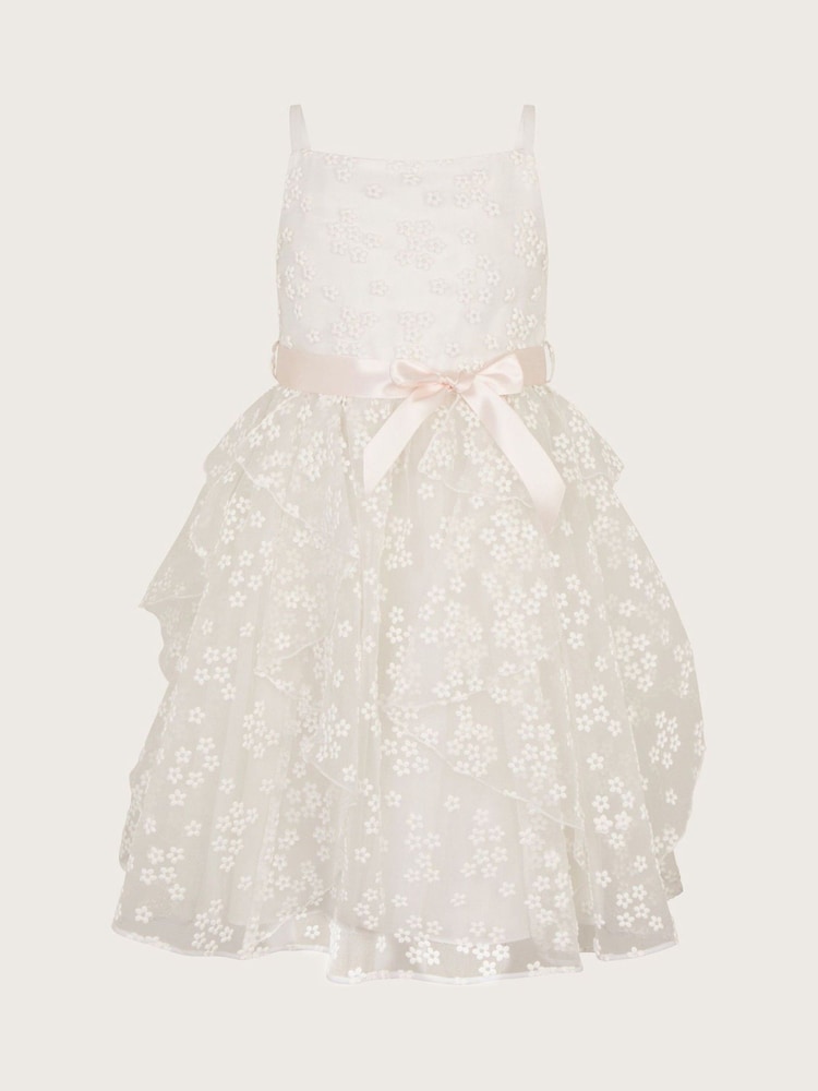 Monsoon Natural Jasmine Organza Flower Dress - Image 1 of 3