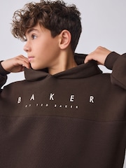 Baker by Ted Baker Brown Oversized Textured Hoodie - Image 1 of 7
