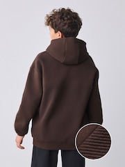 Baker by Ted Baker Brown Oversized Textured Hoodie - Image 2 of 7