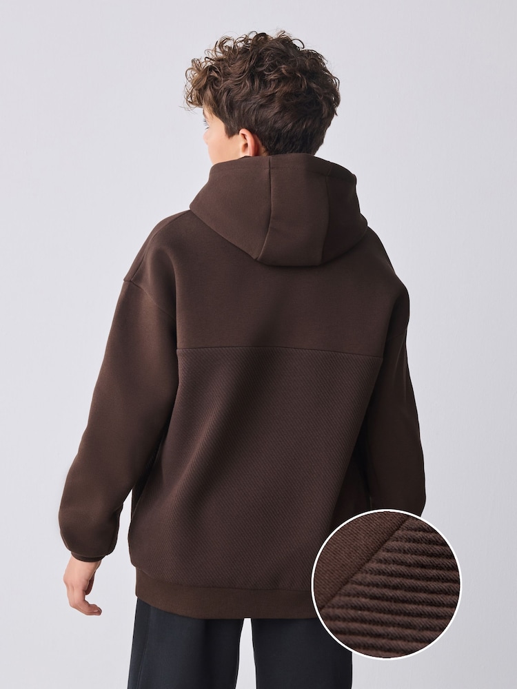 Baker by Ted Baker Brown Oversized Textured Hoodie - Image 2 of 7 Baker by Ted Baker Brown Oversized Textured Hoodie - Image 2 of 7