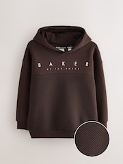 Baker by Ted Baker Brown Oversized Textured Hoodie - Image 3 of 7