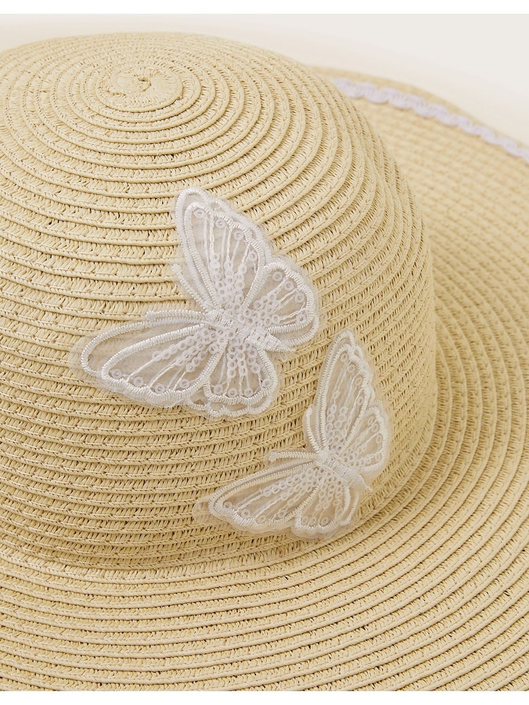 Monsoon Natural Butterfly Floppy Hat - Image 2 of 2 Monsoon Natural Butterfly Floppy Hat - Image 2 of 2