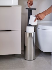 Joseph Joseph Stainless Steel Dark Grey EasyStore Luxe Concealed Toilet Roll Holder - Image 2 of 4