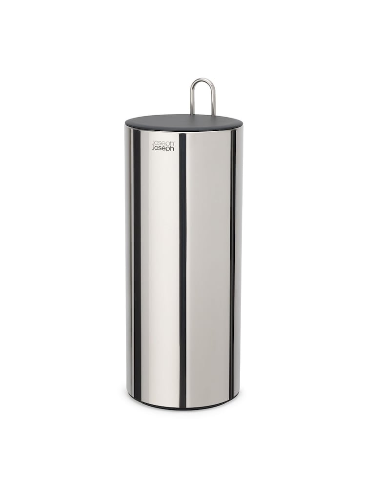 Joseph Joseph Stainless Steel Dark Grey EasyStore Luxe Concealed Toilet Roll Holder - Image 4 of 4
