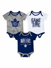 Fanatics Newborn Blue 100% Cotton NHL Toronto Maple Leafs Game Time Bodysuit 3 Piece - Image 1 of 3