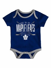Fanatics Newborn Blue 100% Cotton NHL Toronto Maple Leafs Game Time Bodysuit 3 Piece - Image 3 of 3