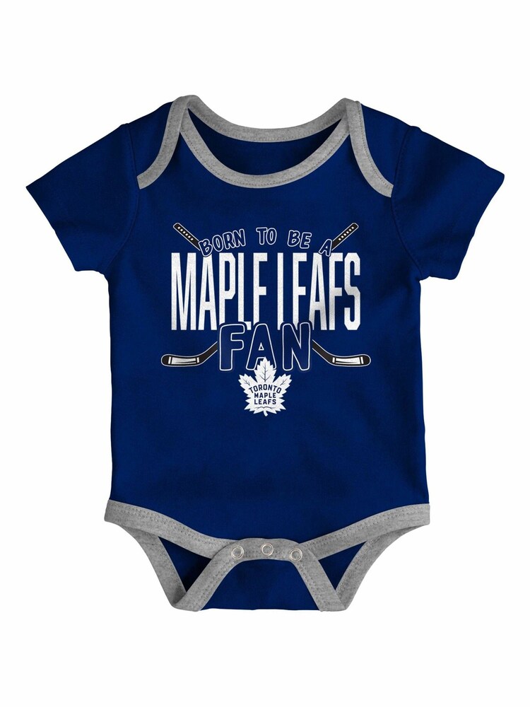 Fanatics Newborn Blue 100% Cotton NHL Toronto Maple Leafs Game Time Bodysuit 3 Piece - Image 3 of 3