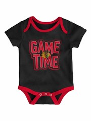 Fanatics Newborn 100% Cotton NHL Chicago Hawks Game Time Black Bodysuit 3 Piece - Image 4 of 4