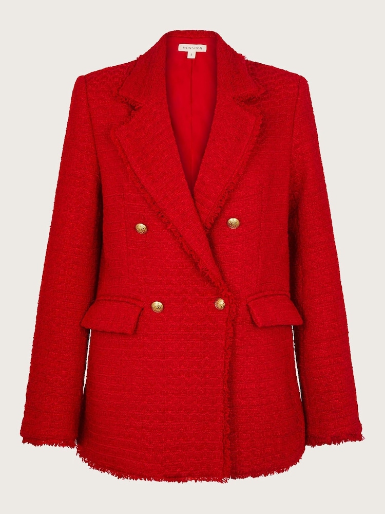Monsoon Red Rubi Tweed Jacket - Image 6 of 6