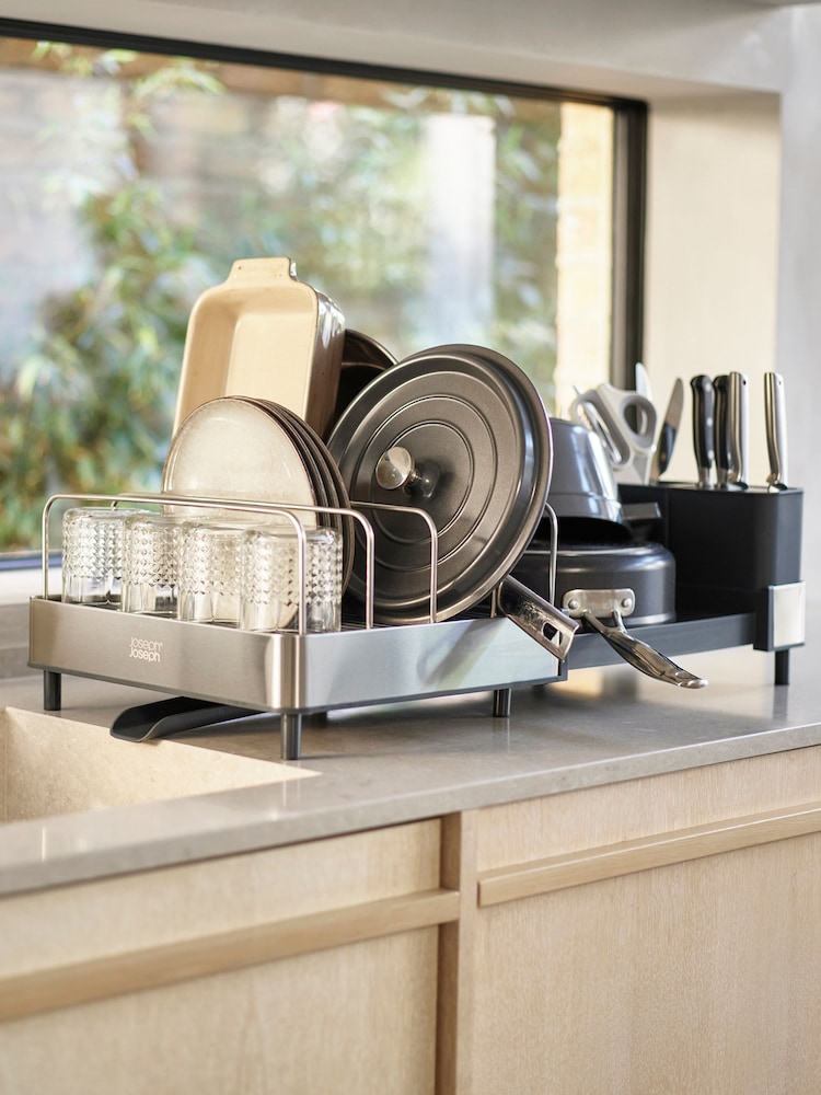 Joseph Joseph Anthracite Expanding Cookware Dish Rack With Draining Spout - Image 1 of 5