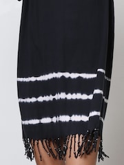 Religion Black 100% Cotton Particle Mini Tunic Dress With Tie Dye and Tassles - Image 6 of 6