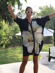 Religion Yellow Floral Print Loose Fitting Tunic Shirt Dress - Image 1 of 7