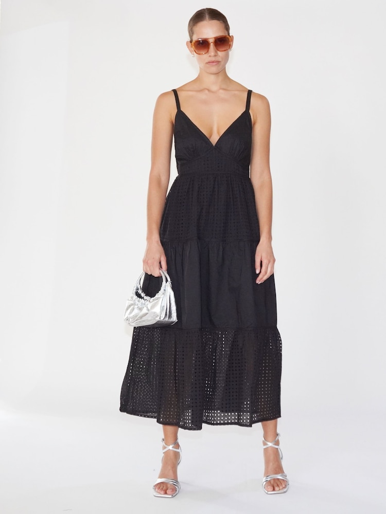 Religion Black 100% Cotton Strappy Maxi Summer Dress - Image 1 of 6
