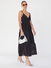 Religion Black 100% Cotton Strappy Maxi Summer Dress - Image 4 of 6