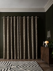 Rockett St George Black Midnight Daisy Eyelet Blackout Lined Curtains - Image 2 of 5