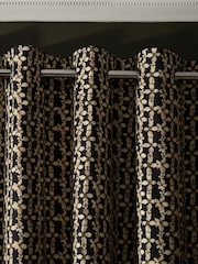 Rockett St George Black Midnight Daisy Eyelet Blackout Lined Curtains - Image 4 of 5