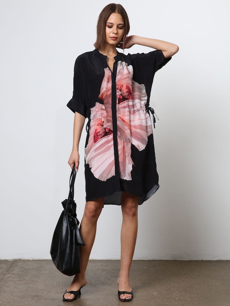 Religion Pink Floral Print Loose Fitting Tunic Shirt Dress - Image 2 of 6