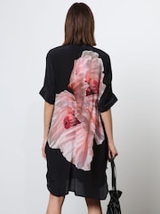 Religion Pink Floral Print Loose Fitting Tunic Shirt Dress - Image 3 of 6