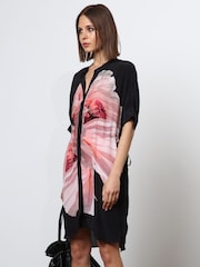 Religion Pink Floral Print Loose Fitting Tunic Shirt Dress - Image 4 of 6