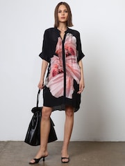 Religion Pink Floral Print Loose Fitting Tunic Shirt Dress - Image 5 of 6