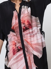 Religion Pink Floral Print Loose Fitting Tunic Shirt Dress - Image 6 of 6