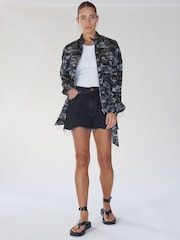 Religion Multi Utility Style Jacket With Patch Pockets and Belt in Camo - Image 2 of 7