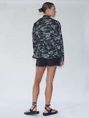 Religion Multi Utility Style Jacket With Patch Pockets and Belt in Camo - Image 3 of 7