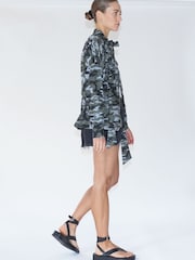 Religion Multi Utility Style Jacket With Patch Pockets and Belt in Camo - Image 4 of 7