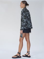Religion Multi Utility Style Jacket With Patch Pockets and Belt in Camo - Image 5 of 7