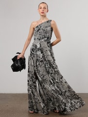 Religion Grey One Shoulder Maxi Dress With Full Floaty Skirt - Image 1 of 6