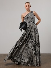 Religion Grey One Shoulder Maxi Dress With Full Floaty Skirt - Image 2 of 6