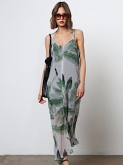 Religion Green Maxi Slip Dress With Adjustable Straps in Botanic Print - Image 5 of 6